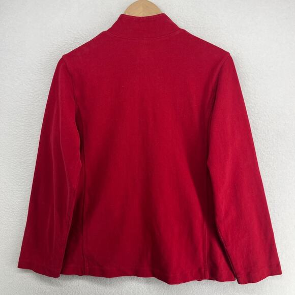 EILEEN FISHER Jacket PL Heavy Brushed Jersey Cotton Sweatshirt Full Zip Red - Picture 2 of 12